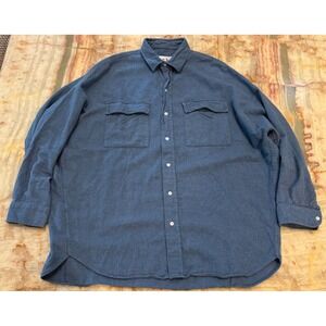 Frank & Eileen Womens McLoghlin Utility Shirt Blue Long Sleeve Oversized XS/S